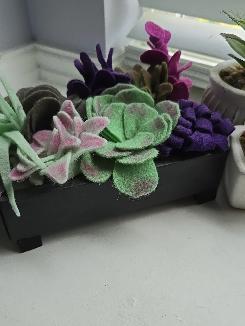Faux Succulent Tabletop Planter Set in Green and Purple